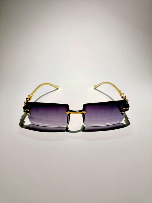Cartier Luxury Gold-Trimmed Sunglasses – Purple Rimless Fashion Eyewear for Men & Women - OpticZone