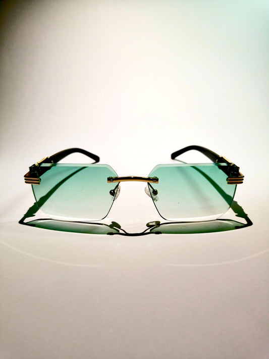 Cartier - R82 - Golden - Rimless - Metal - Wooden Texture - Rectangle - Sunglasses - Eyewear - OpticZone