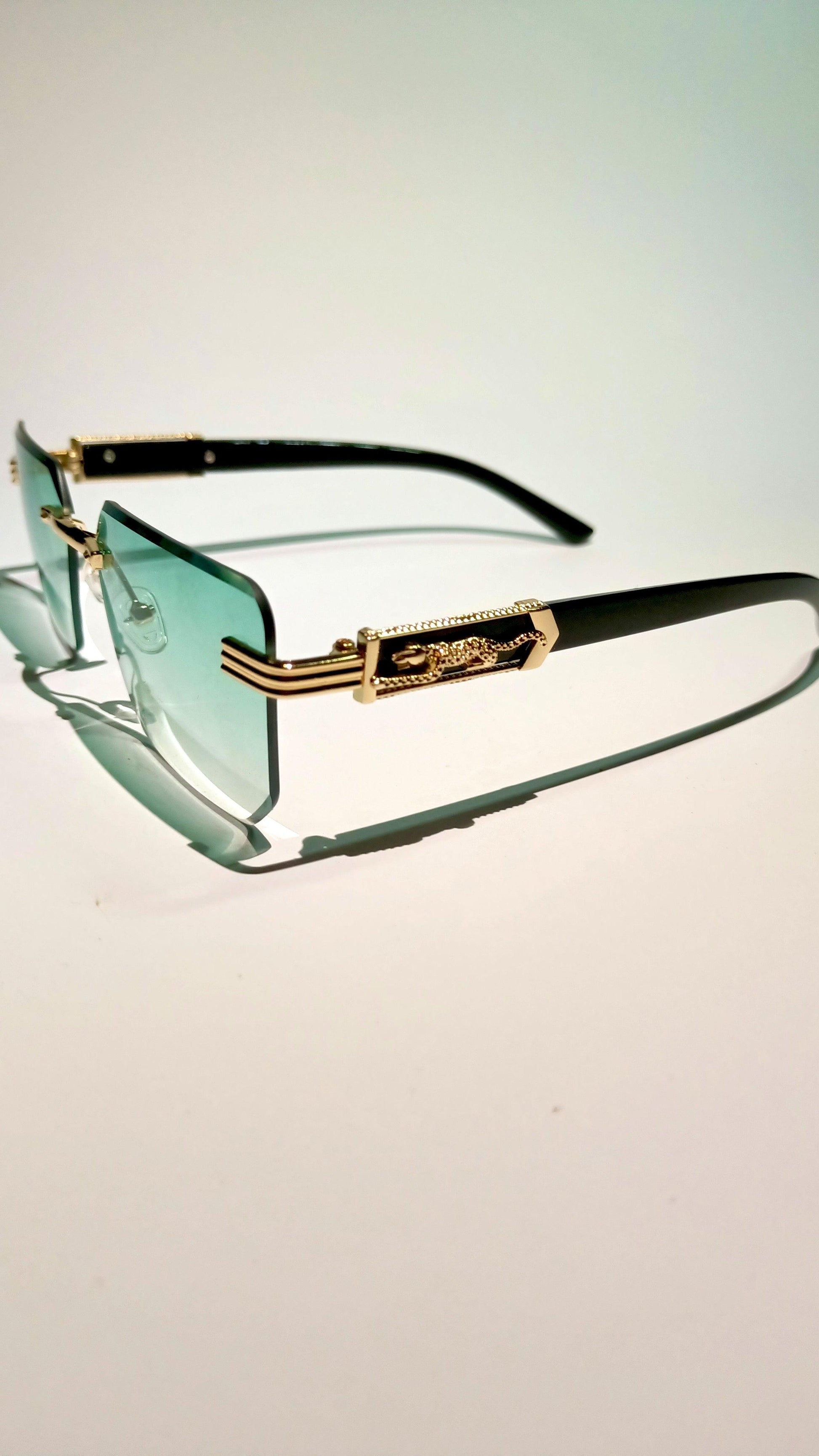 Cartier - R82 - Golden - Rimless - Metal - Wooden Texture - Rectangle - Sunglasses - Eyewear - OpticZone